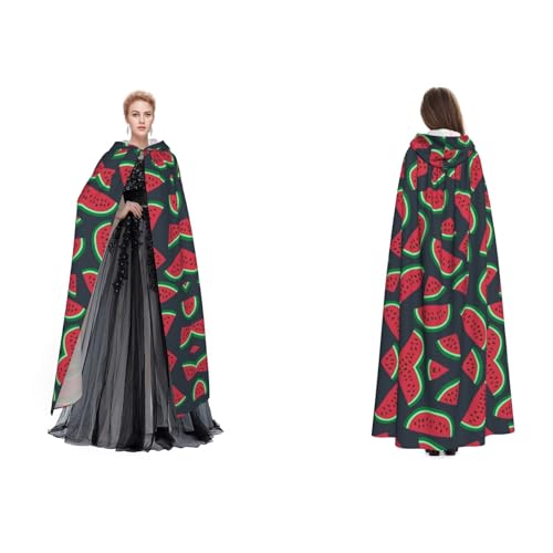 Ftlbywnk Roter Wassermelonen-Umhang mit Kapuze, Satin, Cosplay, Halloween, Weihnachten, Verkleidung von Ftlbywnk