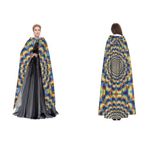 Ftlbywnk Spirale optische Täuschung Gif Kapuzenumhang Umhang Robe Satin Cosplay Halloween Weihnachten Verkleidung Kostüme von Ftlbywnk