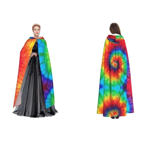 Ftlbywnk Umhang mit Kapuze in Regenbogenfarben, Satin, Cosplay, Halloween, Weihnachten, Kostüme von Ftlbywnk