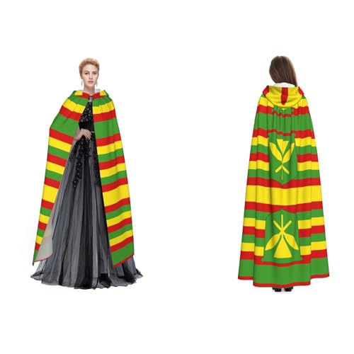 Ftlbywnk Umhang mit Kapuze und hawaiianischer Flagge, Satin, Cosplay, Halloween, Weihnachten von Ftlbywnk