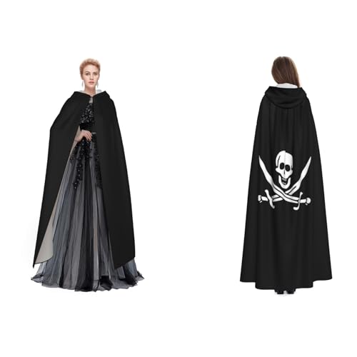 Ftlbywnk Umhang mit Piratenflagge und Kapuze, Satin, Cosplay, Halloween, Weihnachten von Ftlbywnk