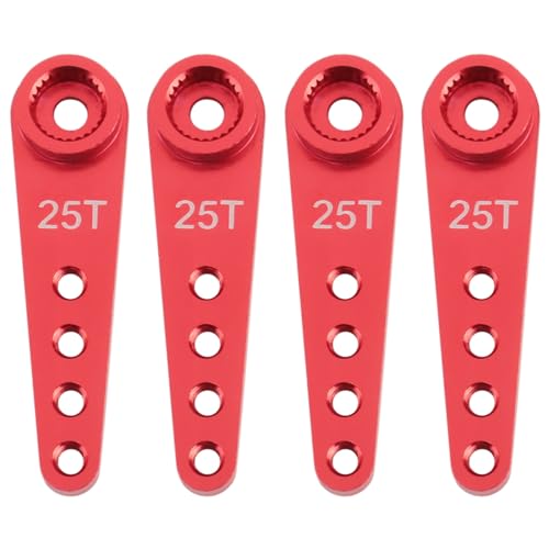 Ftyesger 4 Stuecke 37 Mm 25 T Metall VerläNgerung Lenkung Servo Arm Horn für RC Auto Raupen Teile, Rot von Ftyesger