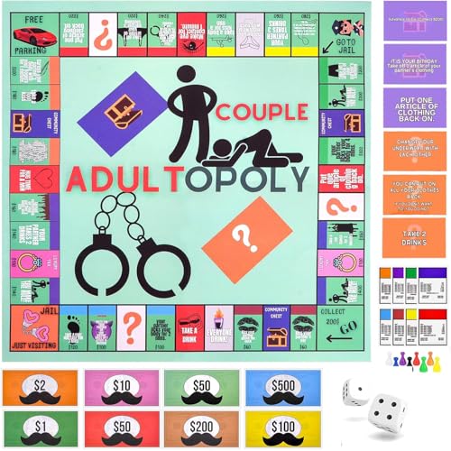 Adultopoly Brettspiel,Paar-Brettspiel,Gesprächskarten für Paare,Paarspiel-Karten-Brettspiel-Requisiten von Fubsta