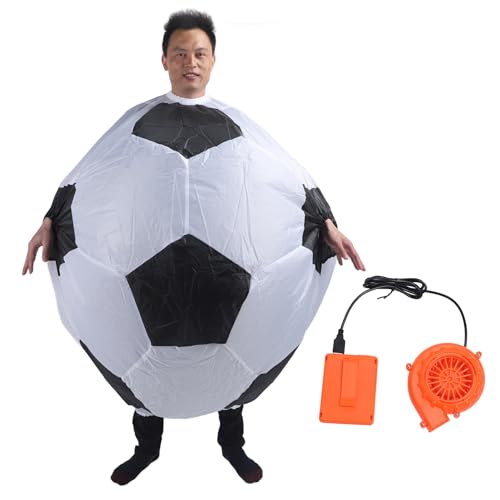 Fuchooky Aufblasbares Fußball-Fußball kostüm Lustiges Karneval-Fußball kostüm mit Luft gebläse für Party Cosplay Fuchooky Aufblasbares Fußball-Fußball kostüm Lustiges Karneval-Fußball kostüm mit Luft gebläse für Party Cosplay von Fuchooky