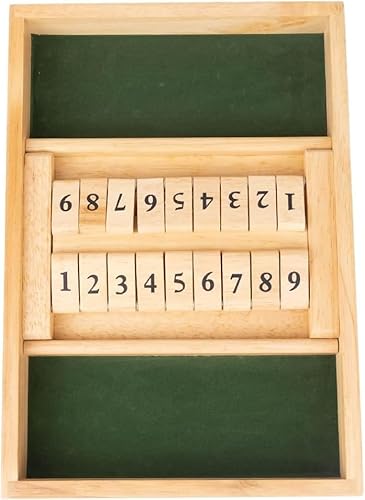 Shut The Box 2-6 Spieler Würfelspiel Holz Brettspiele 8 Würfel Tischspiele Mathematik Lernspielzeug Schließ die Box Würfelspiel Holzbrett Mathe Zahlenspiel Holz Brettspiel (Doppelreihe-9, Grün) von Fueegue