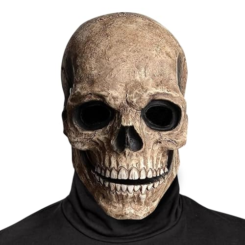 Fuikupe Gruselige Halloween Totenkopf Maske Vollkopf 3D Skelett Maske mit beweglichem Kiefer für Erwachsene Party Cosplay-Schädel von Fuikupe