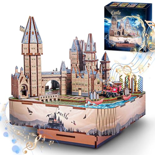 Holzpuzzles für Erwachsene, magische hölzerne Spieluhr für Erwachsene/Teenager, Holzmodellbausätze zum Bauen, Basteln Schloss Spieluhr, Geschenk, Hobby-Kit, STEM-Projekt, Heimdekoration von Fuiltee