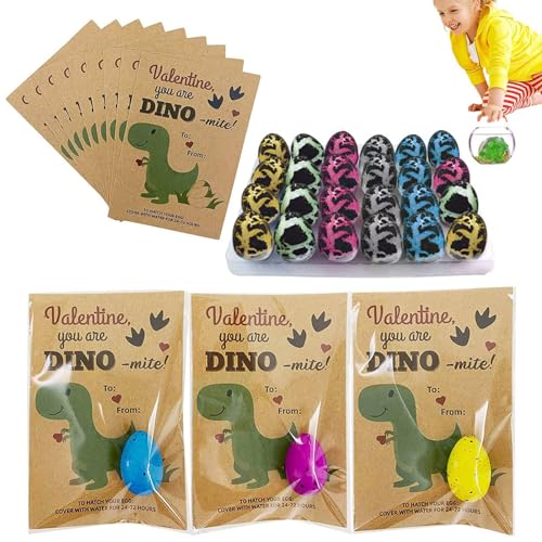 Fukamou 24 Stück Wachsen In Wasser Dinosaurier-Eier - Ausbrütendes Dino-Ei Wachsen In Wasserriss, Dino Ei Brutkarte,Spielzeuggeschenke Zum Valentinstag, Partygeschenke Für Über 3 Jahr von Fukamou