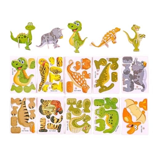 Fukamou 3D-Puzzle, 3D-Puzzle für Kinder | Dino-Puzzles für Kleinkinder | Schaumstoff-Dinosaurier-Puzzles für Kinder, manuelle Montage dreidimensionaler Modellpuzzles im Vorschulalter von Fukamou