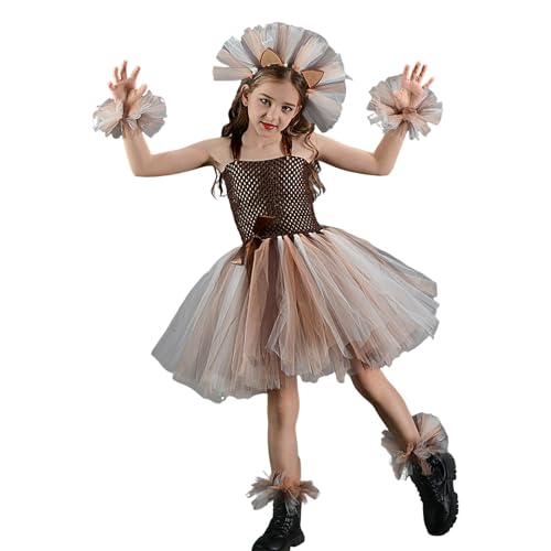 Fukamou Ballkleid Für Kinder, Formales Kleid Für Kleinkinder,Tierkostüme Löwenkostüm Für Kleinkinder | Mädchenkleid Mit Verstellbarem -Schultergurt Für Mädchen 2–12, Maskerade, Weihnachten, Halloween, von Fukamou