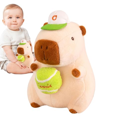 Fukamou Capybara Toys Niedlich, Capybara Plüschtiere - Plüsch gefüllter Capybara - Weiches und kuscheliges Capybara-Spielzeug, Plüschpuppe, Kissendekoration, Umarmungen, Baseball-Capybara-Spielzeug von Fukamou