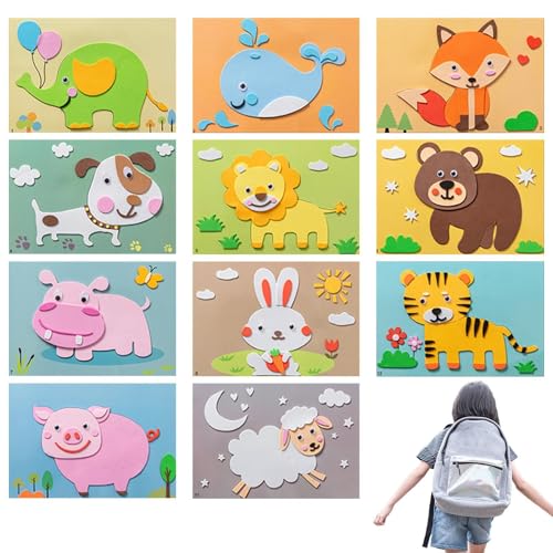 Fukamou Cartoon Eva Aufkleber Spielzeug - Kinder-Schaumstoff-Aufkleber Dreidimensional | Cartoon Animal Learning Education -Toys, Early Learning Games Handmade Art Kit von Fukamou