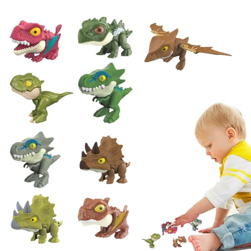 Fukamou Dinosaurier-Neuheitsspielzeug, Dinosaurier-Spielzeug für Kinder | 9 Stück beißende Fingerpuppen-Modellfigur,Kreative Theaterpuppe, Fingerbeißspielzeug, Fingerpuppe für Kinder von Fukamou