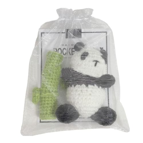 Fukamou Gehäkeltes Panda-Plüschtier, Gehäkeltes Panda-Stofftier,Tiere Spielzeugpuppe - Handgefertigter Gehäkelter Panda-Plüsch Mit -Grußkarte Und Organza-Paket Für Partydekoration Mit Tiermotiven, von Fukamou