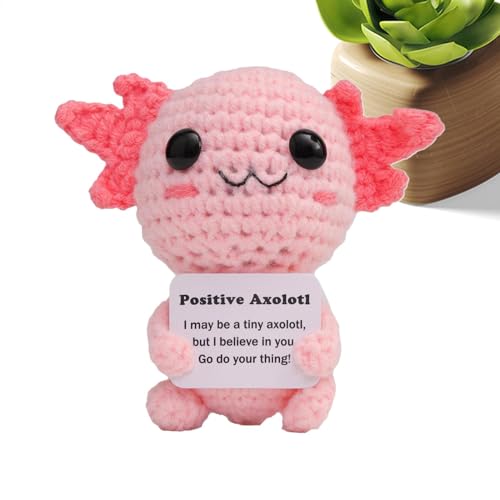 Fukamou Gestrickte Axolotl-Puppe, Positiver Axolotl-Inspirierende Strickpuppe | Lustige Gestrickte Inspirierende Puppe, Gestricktes Inspirierendes Axolotl-Spielzeug, Weiches, Süßes Emotionsspielzeug von Fukamou