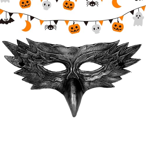 Fukamou Halloween-Gesichtsmaske, Halbgesichtsmaske Mit Schwarzem | Kreative Rollenspiel-Gesichtsadler-Maske Für -Halloween,Halloween-Kostümmaske Für Cosplay, Kostümpartys, Karneval von Fukamou