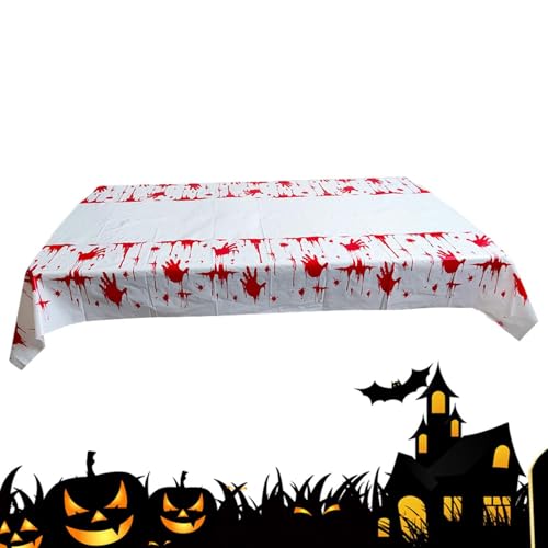 Fukamou Halloween-Tischdecke - 42,5 X 70,8 Zoll Blutige Handabdruck-Tischdecken Aus Stoff, Party-Dekoration,wasserdichte -Rechteckige Halloween-Tischdecke, Tischdekoration Für Drinnen Und Draußen, von Fukamou