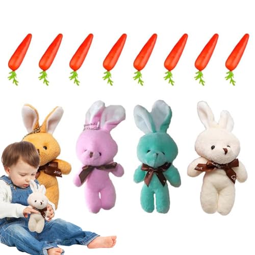 Fukamou Hase Karotte Plüschtier,Osterhase Plüschtier,12X/Set Hasen-Plüsch-Karottenspielzeug-Niedliches Hasen-Plüsch-Karottenspielzeug, Bezaubernd Weicher Und Bequemer Hasen-Plüsch Für Kinder, Ostern von Fukamou