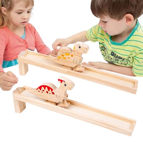 Fukamou Hölzernes Schienenspielzeug, Trägheitstier-Autospielzeug | Tierautos aus Holz | Tier- und Dinosaurier-Track-Spielzeug, mechanisches Trägheitslaufspielzeug, Baustein-Track als von Fukamou