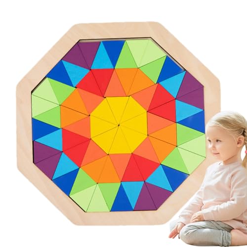 Fukamou Holz-Tangram-Puzzle,Tangram-Puzzles für Kinder | Regenbogenfarben-Formmuster-Puzzle | -Formen, Blöcke, Muster, Blöcke, Tangram-Rätsel für Kinder 3 Jahren, frühpädagogisches Spielzeug von Fukamou