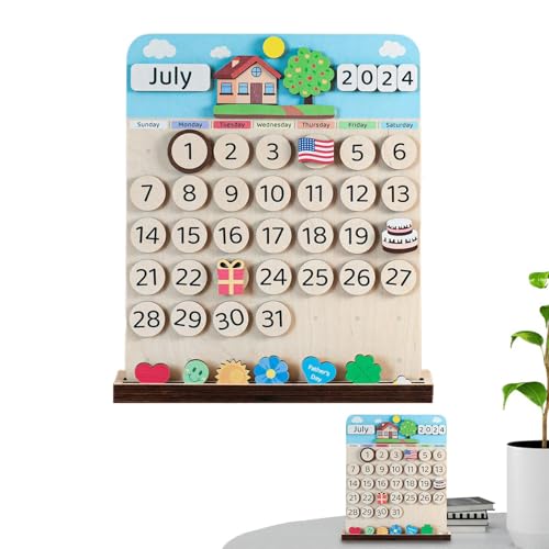 Fukamou Kinder-Holzkalender, Magnetischer Monatskalender Aus Holz - Magnetische Monatszahlen | Magnetische Zahlen Und Monatsetiketten -Für Kinder, Kinder von Fukamou