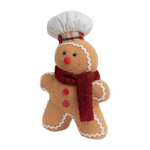 Fukamou Lebkuchenmann-Plüschtier, Lebkuchenmann-Puppe,Niedlicher Weihnachts-Lebkuchen-Plüsch - Weihnachtsplüschspielzeug 12,6 Zoll -Lebkuchenstofftier Für Drinnen Und Draußen von Fukamou