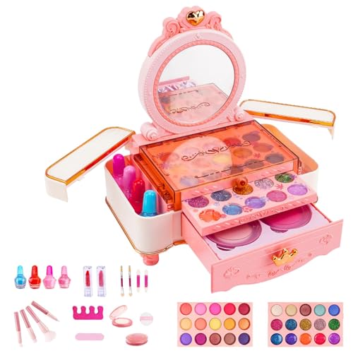 Fukamou Make-up-Set für kleine Mädchen, Kinder-Make-up-Set für Mädchen | Echt waschbares Make-up-Set,Mädchen-Prinzessinnen-Spielset, Kosmetik-Set für Kinder und Kleinkinder, Weihnachten, von Fukamou