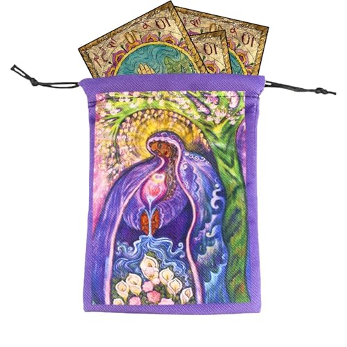 Fukamou Oracle-Karten-Tasche | Tarotkarten Stoffbeutel Schmuckbeutel | 13 X 18 cm Verdickte Tarot-Kartenwürfel-Aufbewahrungstasche -Tarot-Deck-Kartenhalter-Tasche Wiederverwendbare von Fukamou