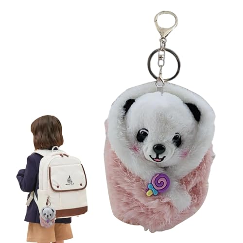 Fukamou Panda Stofftier,Panda Plüschanhänger,Weicher Plüsch-Panda-Schlüsselanhänger - Panda Stofftiere, Tier Panda Plüsch Puppe Kissen- Spielzeug, Plüsch Ornament Für Auto Handtasche Dekor von Fukamou