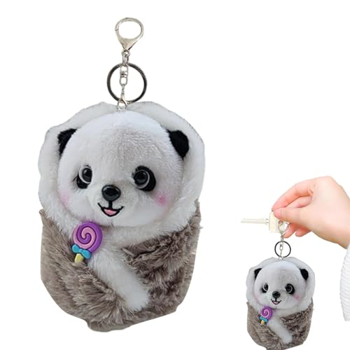 Fukamou Panda Stofftier,Panda Plüschanhänger,Weicher Plüsch-Panda-Schlüsselanhänger - Panda Stofftiere, Tier Panda Plüsch Puppe Kissen- Spielzeug, Plüsch Ornament Für Auto Handtasche Dekor von Fukamou