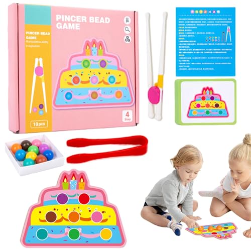 Fukamou Perlenbrett,Holzperlenspiel - Brettspiele Spielzeug | Lernspielzeug, Clip-Perlen-Puzzle, Vorschul-Lern-Farbsortier-Matching-Spiel für Kinder, Kleinkinder von Fukamou