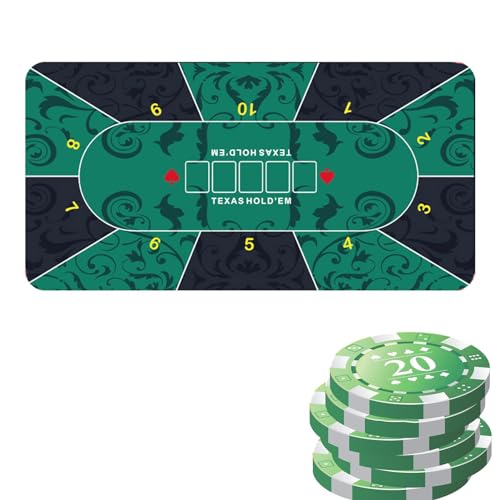 Fukamou Poker-Tischdecke, Poker-Tischdecke,120x60cm Texas Holdem Pokermatte | rutschfeste Poker-Tischmatte, Kartentisch-Abdeckungen Für- Poker-Partys, Spendenaktionen, Themenabende von Fukamou