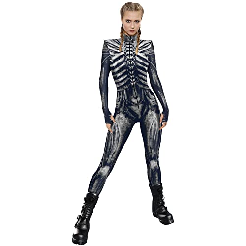 Fukamou Skelett Body - Halloween Onesie Druck Cosplay Bodysuit - Halloween-3D-Body In Voller Ärmellänge Für Maskerade-Party-Mo-Event-Party von Fukamou