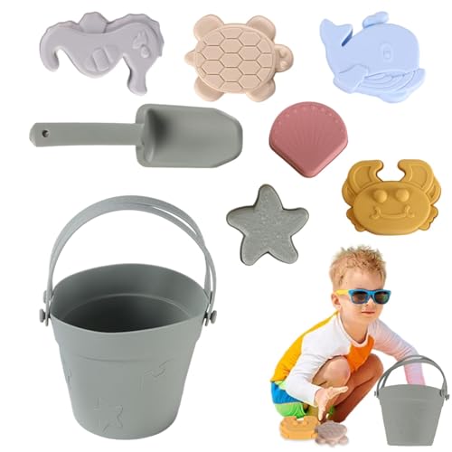 Fukamou Strandset Für Kinder, Sandspielzeugset | 8-teiliges Sandeimer-Set,Lustige Und Sommerliche -Spielsets Für Kinder Ab 3 -Jahren, Outdoor-Aktivitäten Für Kinder, Fördert Die Feinmotorik von Fukamou