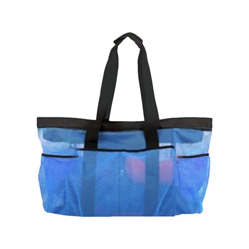 Fukamou Strandspielzeugtasche,Große Strandtasche - Leichte Strandtasche, Große Strandtuchtasche Mit 8 Taschen, Nylon-Mesh-Außentasche -Mit Reißverschluss Für Ihren Strandausflug Mit Der Familie von Fukamou