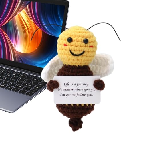 Fukamou Süße Häkelbiene Mit Positiver Karte, Häkelbiene Zur Emotionalen Unterstützung - Handgefertigte Süße Bienenpuppen Mit -Support-Karte | Handgefertigte, Aus Wolle Gestrickte von Fukamou