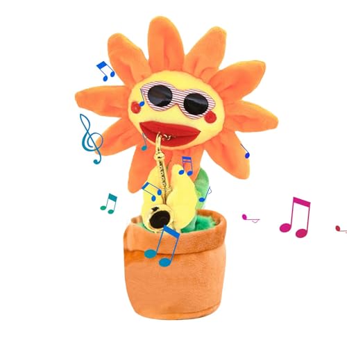 Fukamou Tanzende Sonnenblume, Singende Tanzende Sonnenblume, Leuchtender Blumenplüsch Wiederholt, was Sie Sagen, Lustiges Geschenk Zum Singen Und Tanzen, Musikalisches Geschenk Mit 200 Liedern von Fukamou