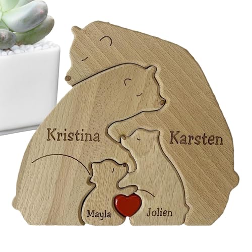 Fukamou Tierförmige Puzzles, Tierpuzzle Aus Holz | Tierfamilie Holzpuzzles,Pädagogische Hölzerne Tierpuzzle-Bär-Bausteine, Tischdekoration -Für Wohnzimmer, Schlafzimmer, Nachttisch, Bücherregal, von Fukamou