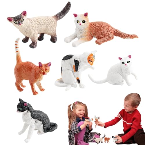 Fukamou Tierspielzeugfiguren Katze,Kleine Katzenfigur,Kätzchen-Katzen-Kuchen-Dekor | Kätzchenstatuen zum Spielen und Lernen, für Katzenhalterliebhaber, perfekt für den Weihnachtsgeburtstag von Fukamou