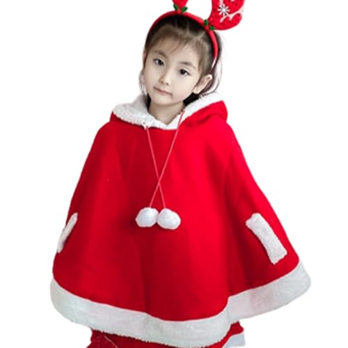 Fukamou Weihnachten Santa Robe Cape, Kinder Weihnachtsumhang | Weihnachtsmann Kapuzenumhang Weihnachtsumhang -Samtumhang | Umhang-Robe, Weißer Plüschbesatz, Kapuzenmantel, Umhang Für Kinder, von Fukamou