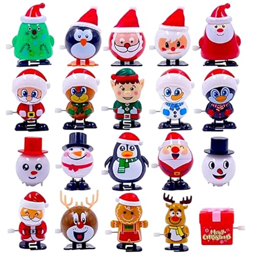 20 Stück Aufziehspielzeug Rentier Schneemann Weihnachtsmann Figur Aufziehfigur Weihnachten Kinder Aufziehspielzeug Wind Up für Weihnachtsfeier Begünstigt Goody Bag Füller von Fulenyi