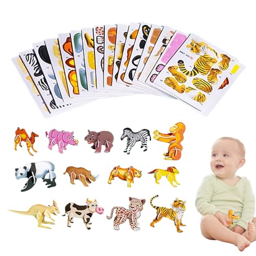 3D-Papierpuzzles für | Set mit 25 Cartoon-Spielzeugsets für die frühe Bildung | lebendige Papierkunstpuzzles für Schule, von Fulenyi