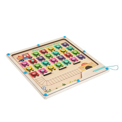 Fulenyi Alphabet-Magnettafel | Holz-Labyrinth-Brett, Buchstaben-Puzzle, Alphabet-Brett,-Feinmotorik-Lernspielzeug, Farberkennungsspielzeug für Kinder ab 3 Jahren von Fulenyi