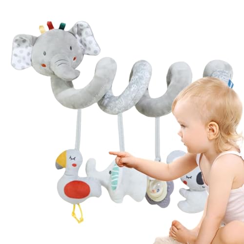 Fulenyi Autositzspielzeug für Babys | Tiermuster Babyspielzeug Neugeborene,Kontrastreiches Spielzeug mit eingebauter Rassel, Babyspielzeug für Neugeborene, Babyautositzspielzeug für 3–6 Monate von Fulenyi