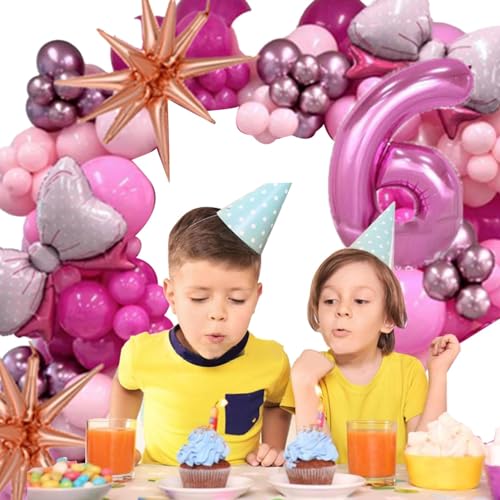 Fulenyi Geburtstags-Luftballons-Dekorationsset, rosa Party-Luftballons | Schleifen-Zahlen-Geburtstagsdekorationen-Party-Set,Geburtstagsparty-Set, Happy Birthday-Ballon-Party-Dekoration, rosa von Fulenyi