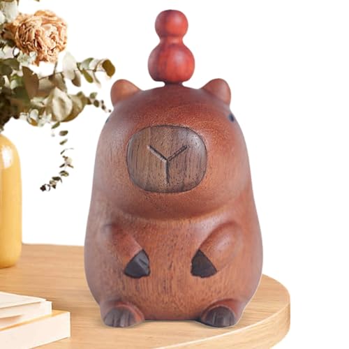 Fulenyi Handgefertigte Capybara-Skulptur, Tierstatuen aus Holz,Kleine Capybara-Skulpturen aus Holz für den Tisch | Kreative handgemachte Sammler-Capybara-Figur für Esstisch, Schreibtisch von Fulenyi