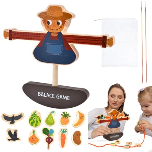 Fulenyi Holz-Balance-Bausteine, Balance-Blöcke, Spielzeug für Kinder - Stapelbare Blöcke, Balance-Spiel, Bauspielzeug - Vogelscheuche, Gleichgewichtsspiel, Brettspiel, Holzspielzeug für frühes Lernen von Fulenyi