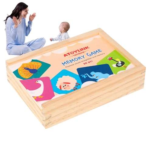 Fulenyi Holz-Matching-Karten, Holz-Matching-Spiel für Kinder | Interaktive Tierkarten aus Holz | Konzentrationslernspiele Vorschulpädagogisches Spielzeug für Kinder und von Fulenyi