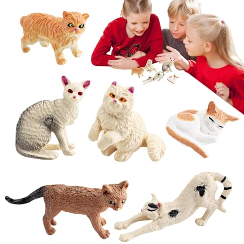 Fulenyi Kleine Katzenfigur, Katzenfiguren-Set - Kätzchen-Katzen-Kuchen-Dekor,Realistisches Kätzchenspielzeug zum Sammeln, Katzenfiguren für Kuchendekoration, Weihnachtsgeburtstag für und Mädchen von Fulenyi