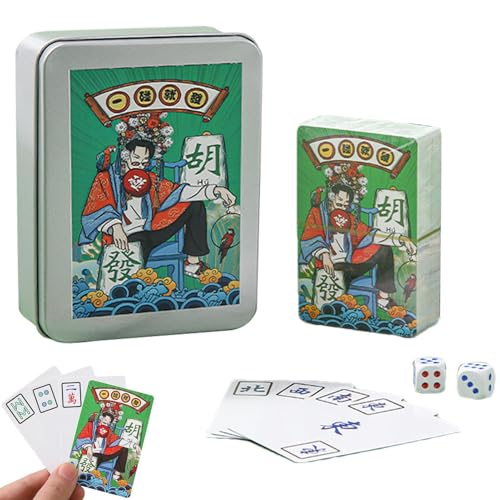 Fulenyi Mahjong-Karten, klassisches Spiel, Mah-Jongg-Karten,Chinesische lustige Klassische Mah-Jong-Spielkarte - Tragbare Mah-Jongg-Karten für Abendunterhaltung, Grillabende, Picknicks von Fulenyi